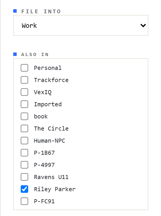 The Also in checklist on a recording's page