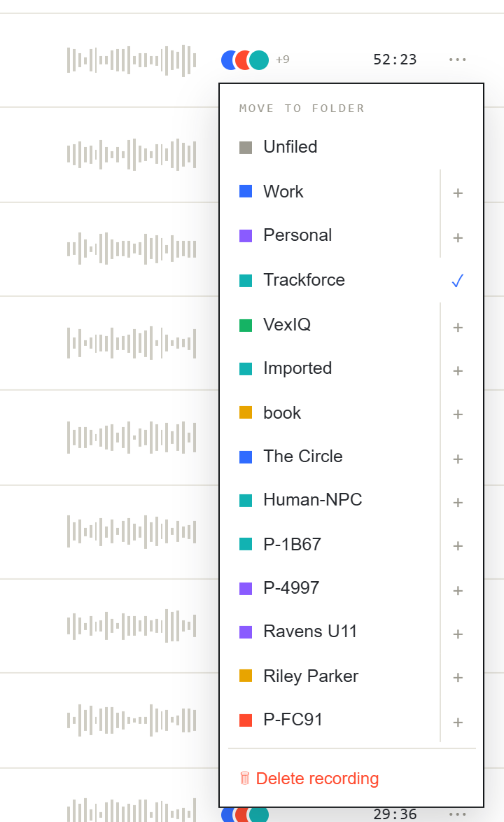 The move menu - ✓ marks the primary, + adds an extra membership